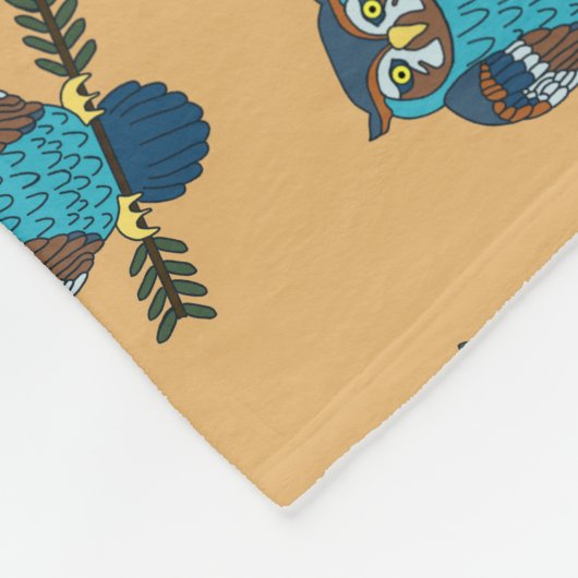 Nordic Folk Art Uil Fleece Deken (Hoek)