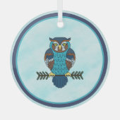 Nordic Folk Art Uil Glas Ornament (Voorkant)