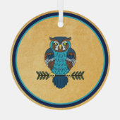 Nordic Folk Art Uil Glas Ornament (Achterkant)