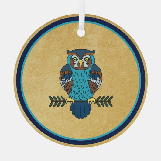 Nordic Folk Art Uil Glas Ornament (Achterkant)