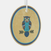 Nordic Folk Art Uil Glas Ornament (Voorkant Rechts)