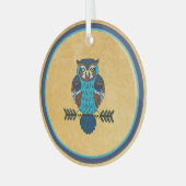 Nordic Folk Art Uil Glas Ornament (Voorkant links)