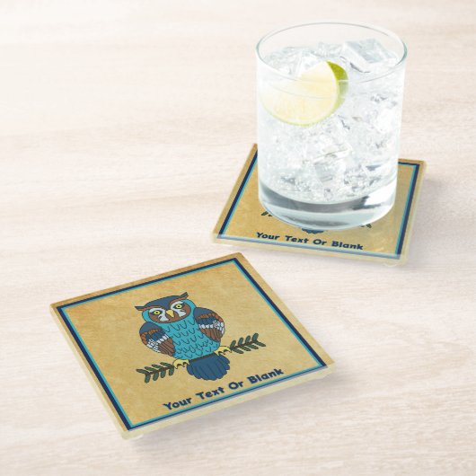 Nordic Folk Art Uil Glazen Onderzetter (Schuin)