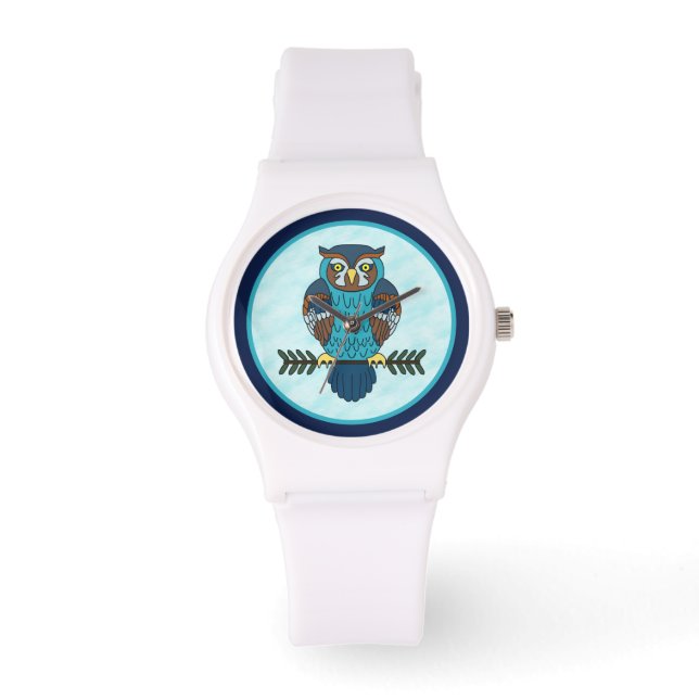 Nordic Folk Art Uil Horloge (Voorkant)