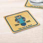 Nordic Folk Art Uil Kartonnen Onderzetters (Schuin)