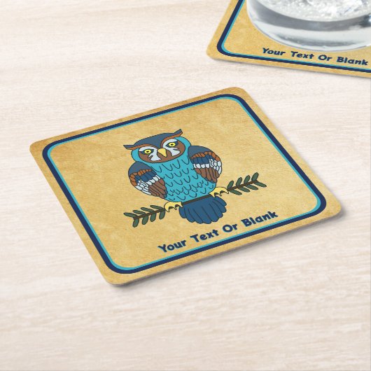 Nordic Folk Art Uil Kartonnen Onderzetters (Schuin)