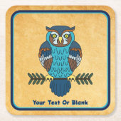 Nordic Folk Art Uil Kartonnen Onderzetters (Voorkant)