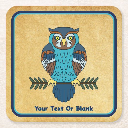Nordic Folk Art Uil Kartonnen Onderzetters (Voorkant)