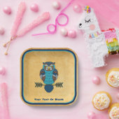 Nordic Folk Art Uil Papieren Bordje (Feest)