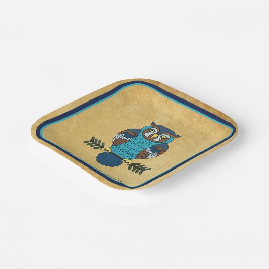 Nordic Folk Art Uil Papieren Bordje (Gebogen)