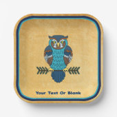 Nordic Folk Art Uil Papieren Bordje (Voorkant)