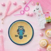 Nordic Folk Art Uil Papieren Bordje (Feest)