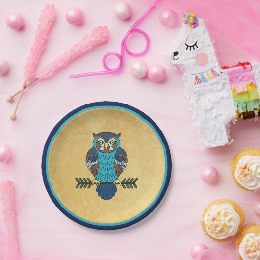 Nordic Folk Art Uil Papieren Bordje (Feest)