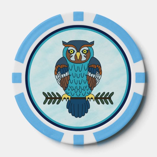 Nordic Folk Art Uil Poker Chips (Voorkant)