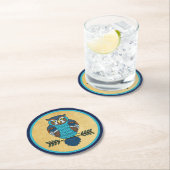 Nordic Folk Art Uil Ronde Kartonnen Onderzetter (Insitu)