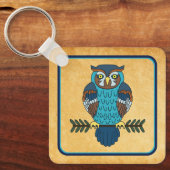 Nordic Folk Art Uil Sleutelhanger (Voorkant)