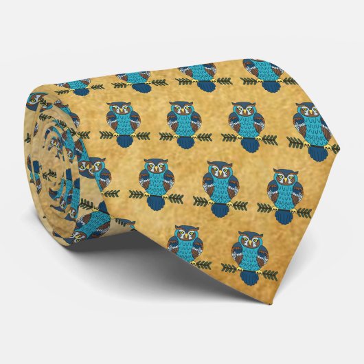 Nordic Folk Art Uil Stropdas (Opgerold)