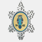 Nordic Folk Art Uil Tin Sneeuwvlok Ornament (Rechts)