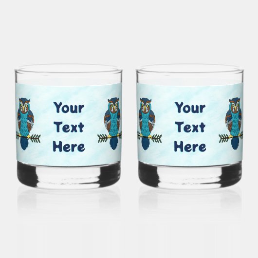 Nordic Folk Art Uil Whisky Glas (Achterkant)