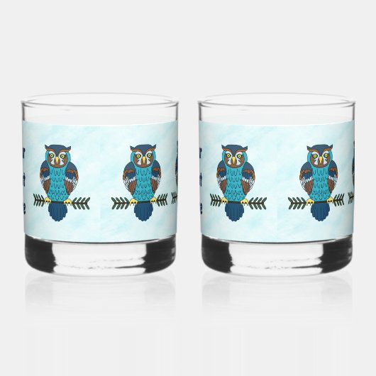 Nordic Folk Art Uil Whisky Glas (Rechts)
