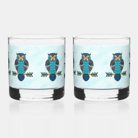 Nordic Folk Art Uil Whisky Glas (Links)