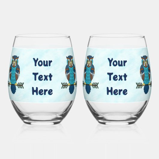 Nordic Folk Art Uil Wijnglas Zonder Voet (Achterkant)