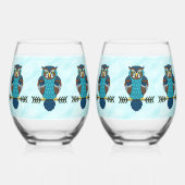 Nordic Folk Art Uil Wijnglas Zonder Voet (Voorkant)