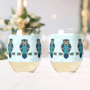 Nordic Folk Art Uil Wijnglas Zonder Voet