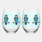 Nordic Folk Art Uil Wijnglas Zonder Voet (Rechts)