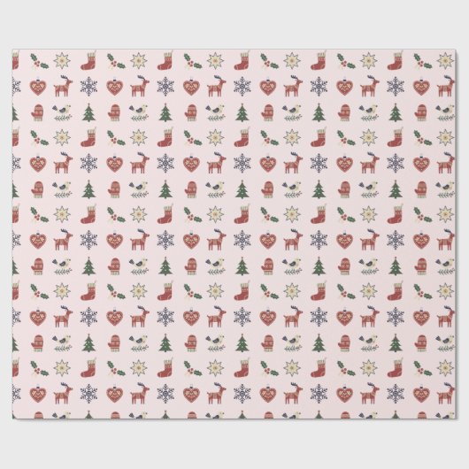 Nordic Folk Christmas Wrapping Paper Cadeaupapier (Vlak)