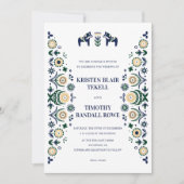 Nordic Folk Dala Horse Scandinavian Wedding V2 Kaart (Voorkant)