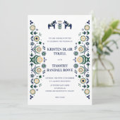 Nordic Folk Dala Horse Scandinavian Wedding V2 Kaart (Staand voorkant)