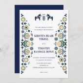 Nordic Folk Dala Horse Scandinavian Wedding V2 Kaart (Voorkant / Achterkant)