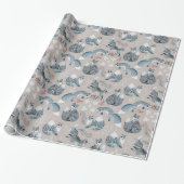 Nordic Folk Foxes | Scandinavian Winter Woodland Cadeaupapier (Uitgerold)