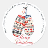 Nordic Folk Patroon Mittens Kersttoespraak Ronde Sticker (Voorkant)