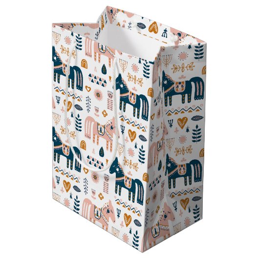 Nordic Folkart Horse Medium Cadeauzakje (Achterkant Gekanteld)