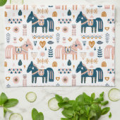 Nordic Folkart Horse Theedoek (Gevouwen)