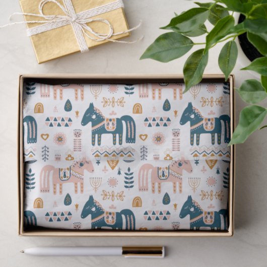 Nordic Folkart Horse Tissuepapier (Geschenk)