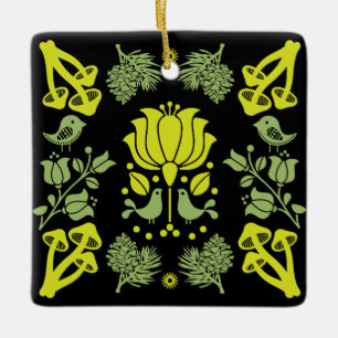 Nordic Forest Paddestoel Volkskunst Keramisch Ornament