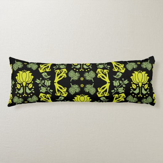 Nordic Forest Paddestoel Volkskunst Lichaamskussen (Voorkant)