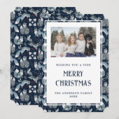 Nordic Fox Blue Foto Vrolijk Kerstfeest Kaart (Voorkant / Achterkant)