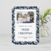 Nordic Fox Blue Foto Vrolijk Kerstfeest Kaart (Staand voorkant)