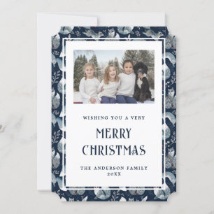 Nordic Fox Blue Foto Vrolijk Kerstfeest Kaart