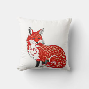 Nordic Fox met bladpatronen Kussen
