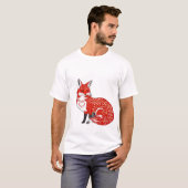 Nordic Fox met bladpatronen T-shirt (Voorkant volledig)