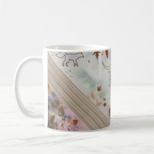 Nordic Fox Moon and Leaves Knit Art Classic Mug Koffiemok (Links)