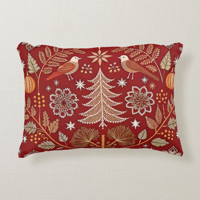 Nordic geborduurd Sierkussen Hoesje witte draad Accent Kussen (Voorkant)