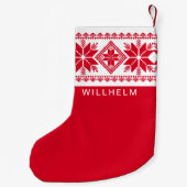 Nordic geïnspireerd sneeuwvlok patroon rood wit kleine kerstsok (Achterkant)