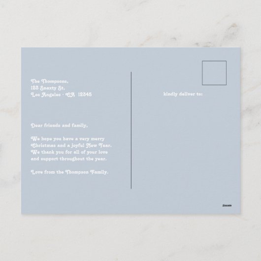 Nordic Glow New Year Retro Modern Blue Photo Feestdagenkaart (Achterkant)