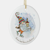 Nordic Gnome Gepersonaliseerde Kerst Keramisch Ornament (Rechts)